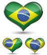 set of Brazil flag in the glossy heart