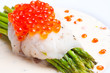 Photo: Asparagus with fish and red caviar in creamy sauce Asparagus with fish and red caviar in creamy sauce