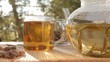 Glass of tea outdoors