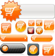 Shopping cart orange high-detailed icons.