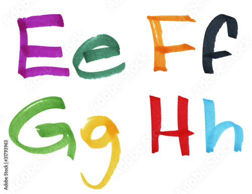 Photo: Letters E-H in ink marker Letters E-H in ink marker
