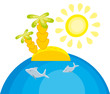 Vector illustration. Island and sea.