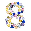 Gemstones numbers collection, figure 8. Isolated on white backgr Gemstones numbers collection, figure 8. Isolated on white backgr
