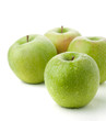 Four ripe green apples