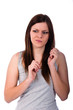 beautiful young woman looking disgusted