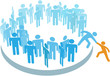 People help new member join large group People help new member join large group