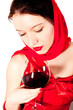 woman with glass red wine