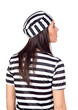 Attractive woman dressed in prisoner
