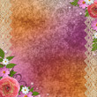 vintage orange with purple  background with flowers and lace