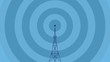 Bbroadcast tower with pulsing blue waves