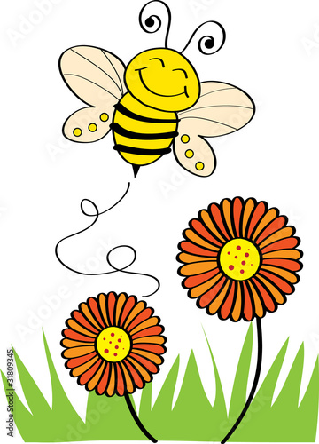 Vektor: Stock Vector Illustration: Bee Flying Stock Vector Illustration: Bee Flying
