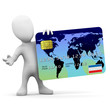 3d Little man uses credit card 3d Little man uses credit card