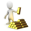 3d Little man holds gold