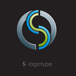 Logo letter S with circle on black background  # Vector