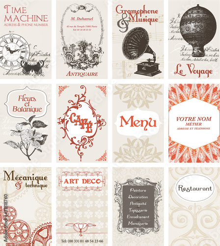 Vector: 12 cartes de visites esprit rétro 12 cartes de visites esprit rétro