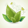 Green leaves design with butterfly Green leaves design with butterfly