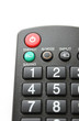 The remote control unit.Focus on green button "energy saving"