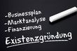 Tafel mit Existenzgründung
