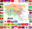 Asia - mappe e bandiere