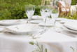 Table arangement for garden banquet