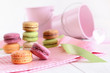 Delicious French Macaroons on table