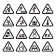 Set of Triangular Warning Hazard Signs black