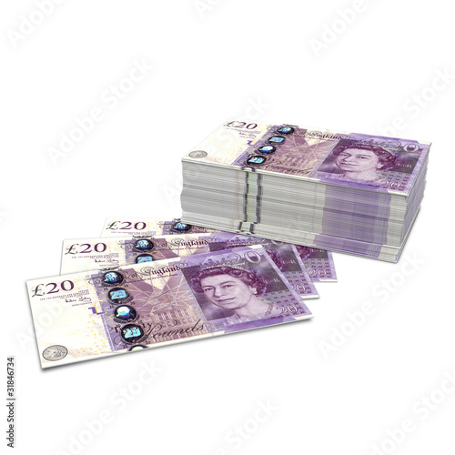 Stack of £20 notes Stack of £20 notes