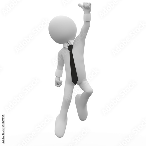 Illustration: Businessman jumping for joy, with the thumb up Businessman jumping for joy, with the thumb up