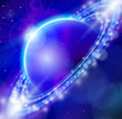 Blue planet & stars in the depths of space Blue planet & stars in the depths of space