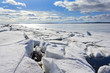 Broken ice on sunny day