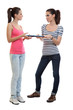 ����: brunette girl giving exercise book to her girlfriends � totti #31855366