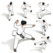 Karate woman isometric set