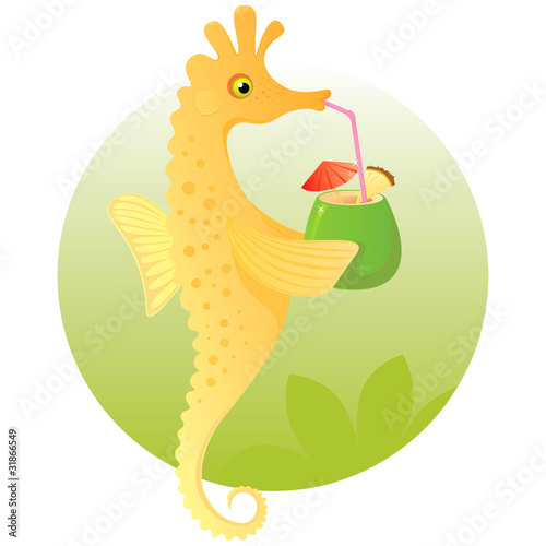 cartoon seahorse. Cute cartoon seahorse enjoying