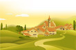 Rural landscape with little town