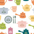 Colorful kitchen seamless pattern
