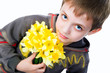 Cute little boy giving flowers Cute little boy giving flowers