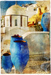 colors of Santorini  - artwork in paintig style