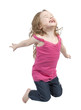 Photo: Adorable little girl jumping in air. isolated on white backgrou Adorable little girl jumping in air. isolated on white backgrou