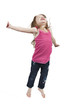 Adorable little girl jumping in air. isolated on white backgrou Adorable little girl jumping in air. isolated on white backgrou