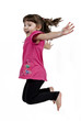 Adorable little girl jumping in air. isolated on white backgrou Adorable little girl jumping in air. isolated on white backgrou