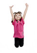Adorable little girl jumping in air. isolated on white backgrou Adorable little girl jumping in air. isolated on white backgrou