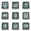 Finance web icons set 1, grey square buttons