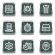 Internet security web icons, grey square buttons