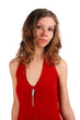 Photo: Girl in red dress posing Girl in red dress posing