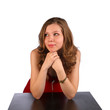 Photo: Cute girl makes decision. Cute girl makes decision.