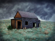digital painting of an old abandoned shack under a stormy sky digital painting of an old abandoned shack under a stormy sky