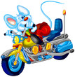 rabbit riding a motorbike