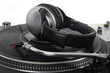 Dynamic bass headphones on turntable Dynamic bass headphones on turntable