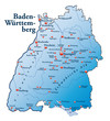 Baden Württemberg Übersicht blau in SVG