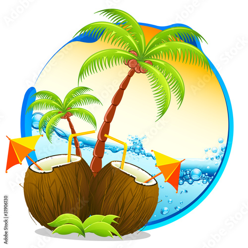 Vector: Tropical Coconut Cocktail Tropical Coconut Cocktail